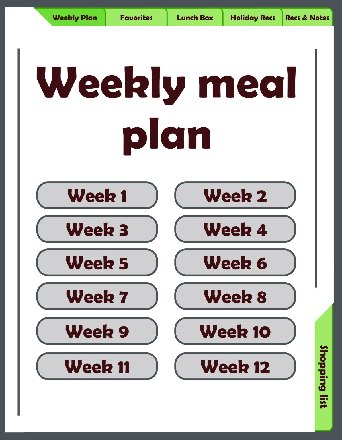 Weekly meal planner
