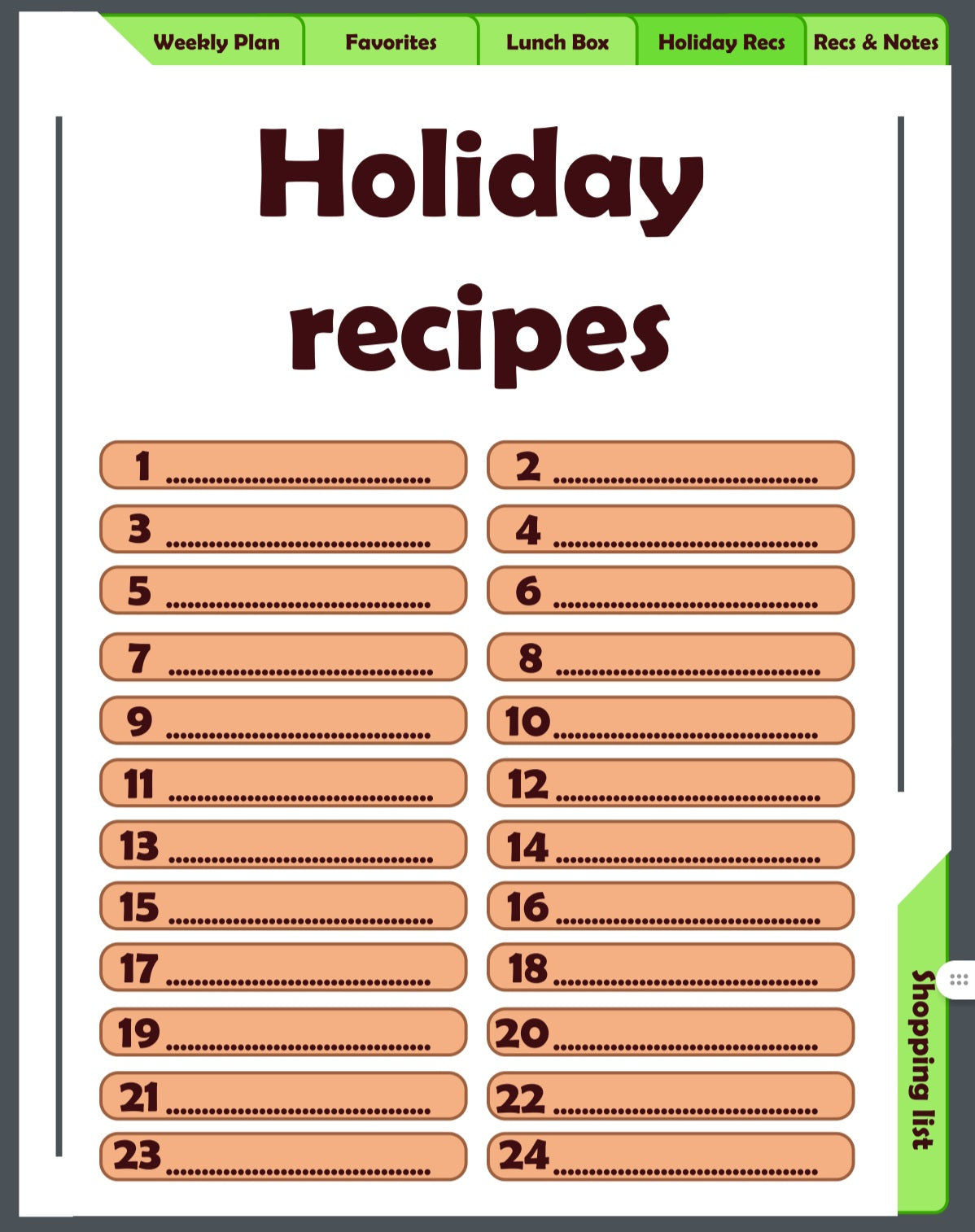 Weekly meal planner