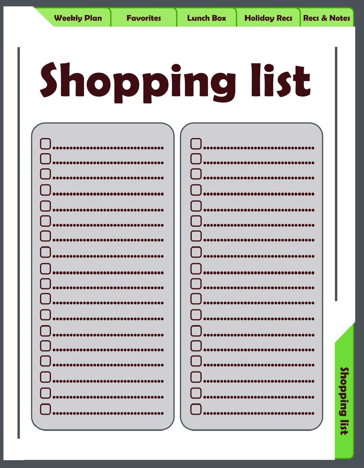 Weekly meal planner