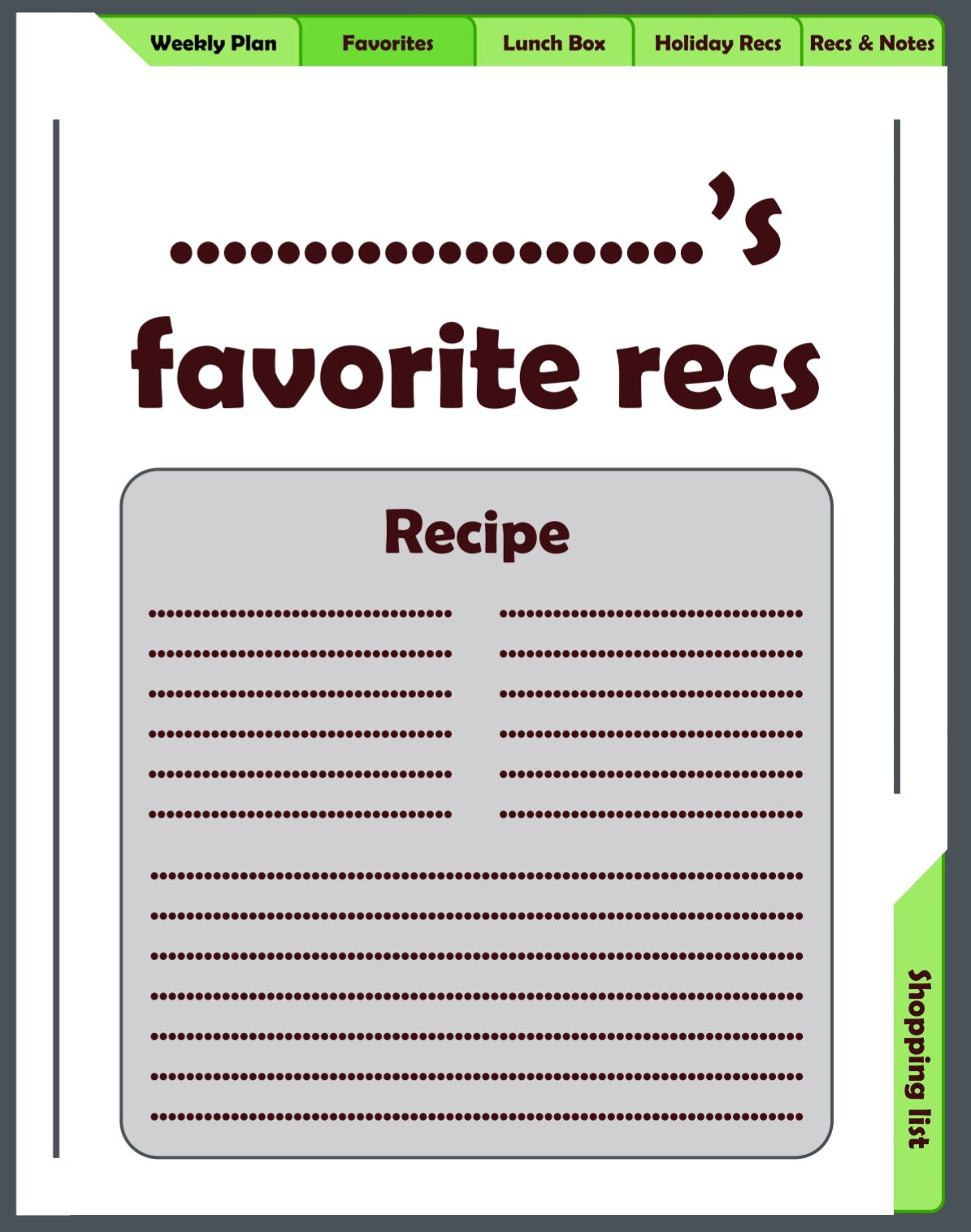 Weekly meal planner
